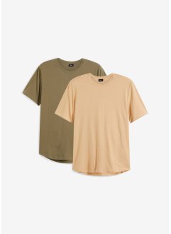 Lot de 2 T-shirts longs avec base ronde en coton, bpc bonprix collection