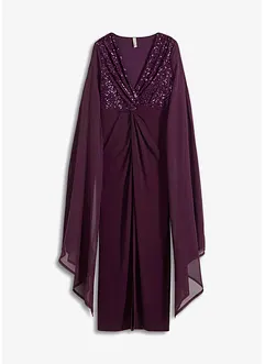 Robe de soirée à sequins et manches en crêpe, bonprix
