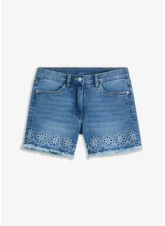 Short en jean avec broderies anglaises, bonprix