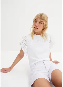T-shirt à broderies anglaises, bonprix