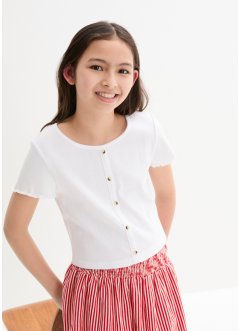 T-shirt côtelé fille en coton, bpc bonprix collection