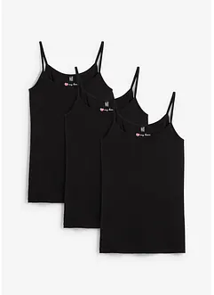 Lot de 3 tops à fines bretelles 100% coton, bonprix