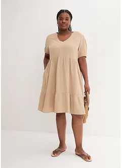 Robe ample en gaze de coton, avec poches, bonprix