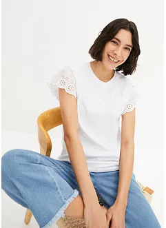 T-shirt à broderie ajourée, bonprix