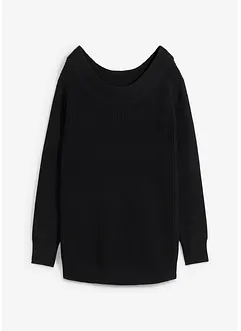 Pull en maille côtelée à encolure bateau, bonprix