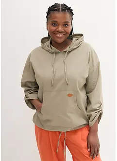 Blouse ample avec capuche en lin mélangé, bonprix