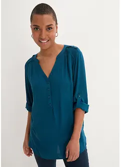 Blouse-tunique en viscose, col V et manches longues, bonprix