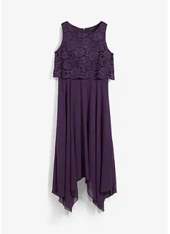 Robe premium en crêpe avec dentelle, bonprix