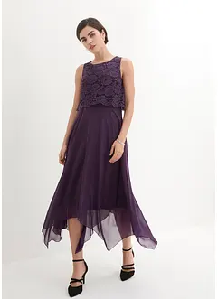 Robe premium en crêpe avec dentelle, bonprix