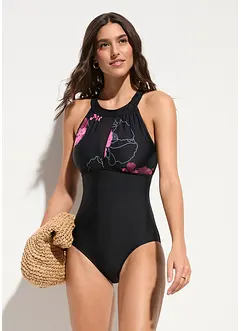 Maillot 1 pièce avec empiècement transparent, bonprix