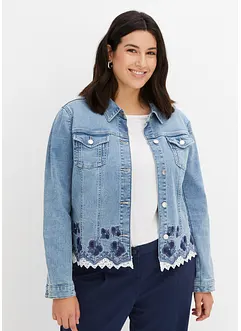 Veste en jean avec broderie et dentelle, bonprix