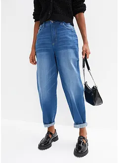 Jean barrel taille haute, coton, bonprix