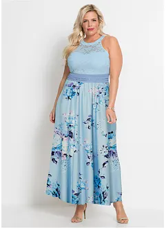 Robe longue estivale avec imprimé floral et dentelle, bonprix