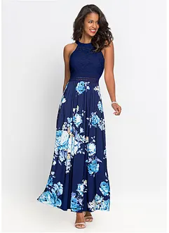 Robe longue estivale avec imprimé floral et dentelle, bonprix