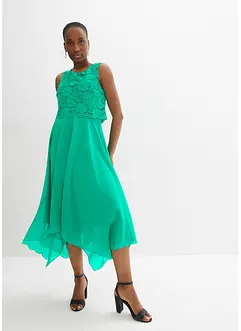 Robe premium en crêpe avec dentelle, bonprix