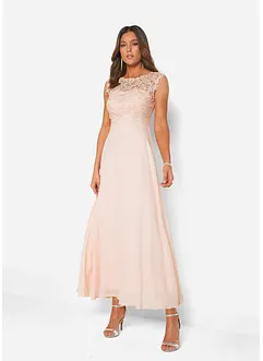 Robe longue avec empiècement dentelle, bonprix