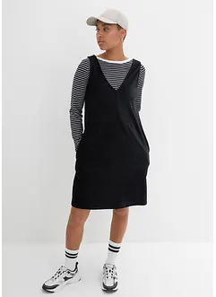 Robe salopette en jersey velours côtelé, longueur genou, bonprix