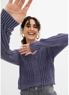 Pull en maille à motif torsadé, bonprix