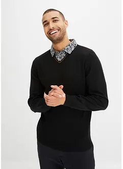 Pull en fine maille à col chemise, bonprix