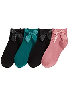 Lot de 4 paires de chaussettes courtes coton avec nœud, bonprix