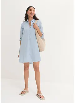 Robe-chemise courte et tissée à base arrondie, bonprix