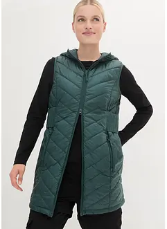 Long gilet matelassé sans manches, ultra-léger avec poche de rangement, bonprix