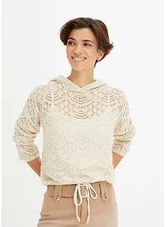 Pull en maille légère à capuche, bonprix