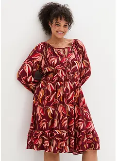 Robe en viscose tissée à ceinture smockée, longueur genou, bonprix