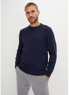 Pull coton en fine maille à col rond, bonprix