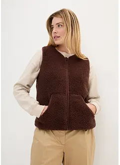 Gilet sans manches en maille peluche avec poche kangourou, bonprix