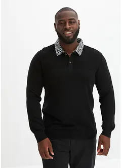 Pull polo en fine maille à col chemise, bonprix