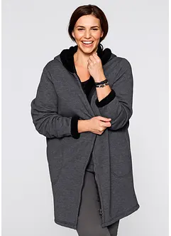 Sweat zippé à capuche avec polaire peluche, bonprix