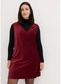 Robe salopette en jersey velours côtelé, longueur genou, bonprix