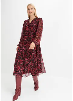 Robe midi en mesh imprimée, bonprix