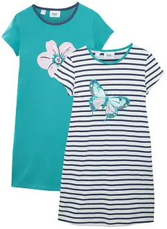 Lot de 2 chemises de nuit manches courtes 100% coton, bonprix