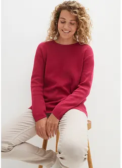 Pull col rond en maille milano côtelée, bonprix