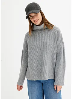 Pull col roulé en maille côtelée, bonprix