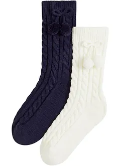 Lot de 2 paires de chaussettes épaisses en maille torsadée, bonprix