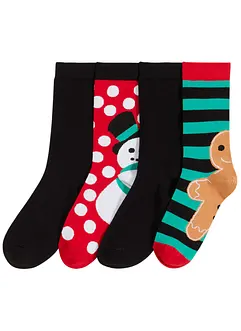 Lot de 4 paires de chaussettes à nœud en satin, bonprix