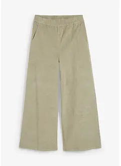 Pantalon large en velours côtelé à taille haute élastiquée, longueur cheville, bonprix