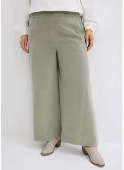 Pantalon large en velours côtelé à taille haute élastiquée, longueur cheville, bonprix