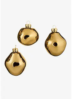 Lot de 3 boules de Noël aux formes organiques, bonprix