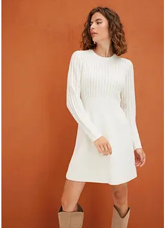 Robe évasée en fine maille et maille torsadée, bonprix