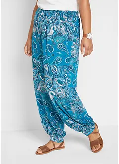 Sarouel en jersey imprimé avec taille smockée confortable, bonprix