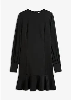 Mini-robe en tissu solide effet néoprène, avec manches légères en mesh, bonprix