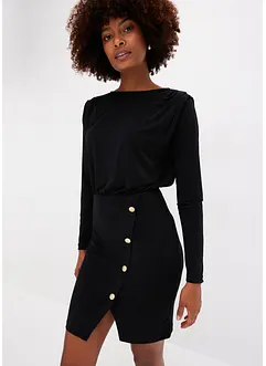 Robe en jersey avec patte de boutonnage décorative, bonprix