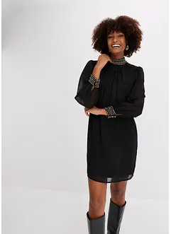 Robe style blouse en léger crêpe ornée de perles brodées, bonprix