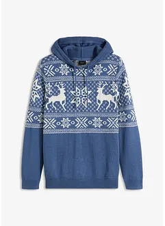 Pull coton motif norvégien à capuche, bonprix