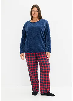 Pyjama en polaire avec pantalon en flanelle, bonprix