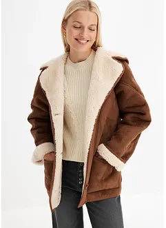Veste en shearling à capuche, bonprix